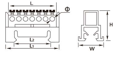 موصل أرضي مع كتل طرفية حامل من النوع Din Rail H